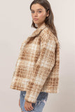 HYFVE Plaid Collared Neck Boucle Jacket with Pockets - Trendsi - Flyclothing LLC