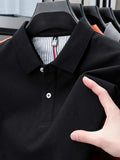 Men's Plus Size Button Detail Short Sleeve Polo - Trendsi - Flyclothing LLC