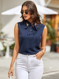 Striped Tie Neck Tank - Trendsi - Flyclothing LLC