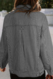 Striped Button Up Long Sleeve Denim Jacket - Trendsi - Flyclothing LLC