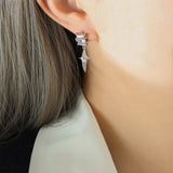 Zircon Copper Geometric Drop Earrings - Trendsi - Flyclothing LLC