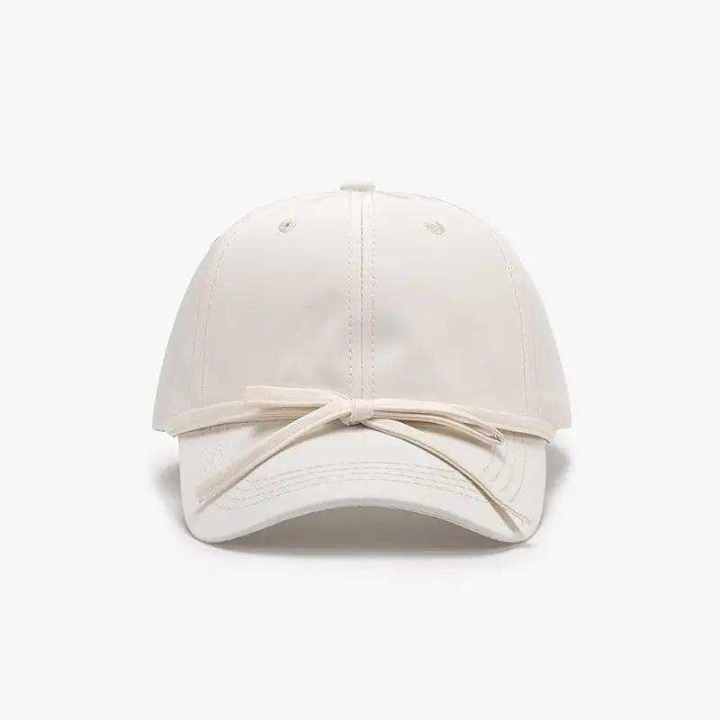 Tied Bow Cotton Baseball Cap - Trendsi - Flyclothing LLC