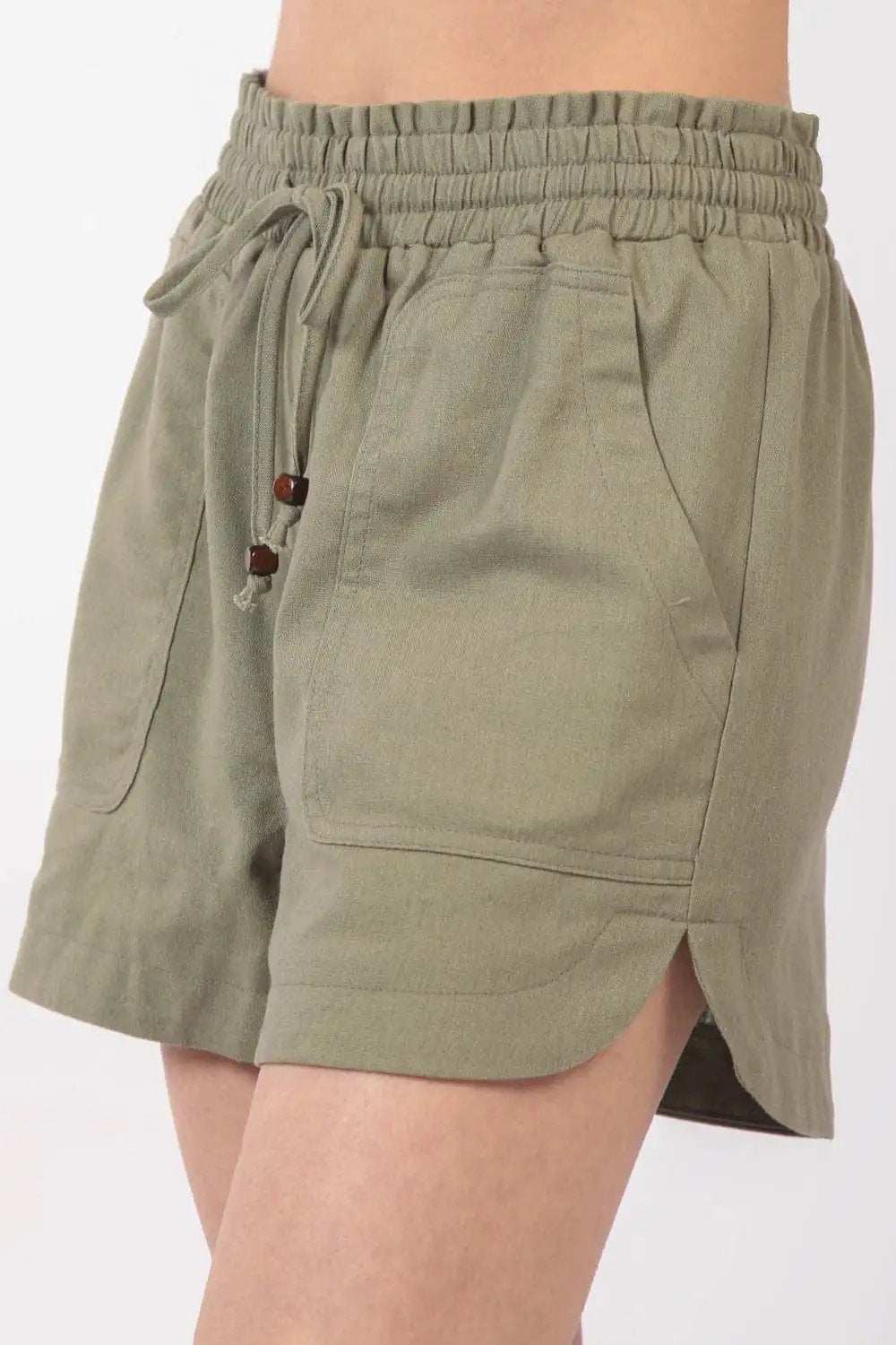 VERY J Drawstring Elastic Waist Linen Shorts - Trendsi - Flyclothing LLC
