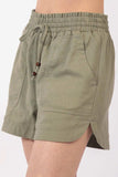 VERY J Drawstring Elastic Waist Linen Shorts - Trendsi - Flyclothing LLC