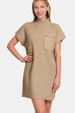 Zenana Short Sleeve Sweater Mini Dress - Trendsi - Flyclothing LLC