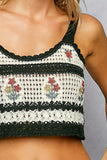 POL Floral Embroidered Cropped Crochet Cami with Scalloped Hem - Trendsi - Flyclothing LLC