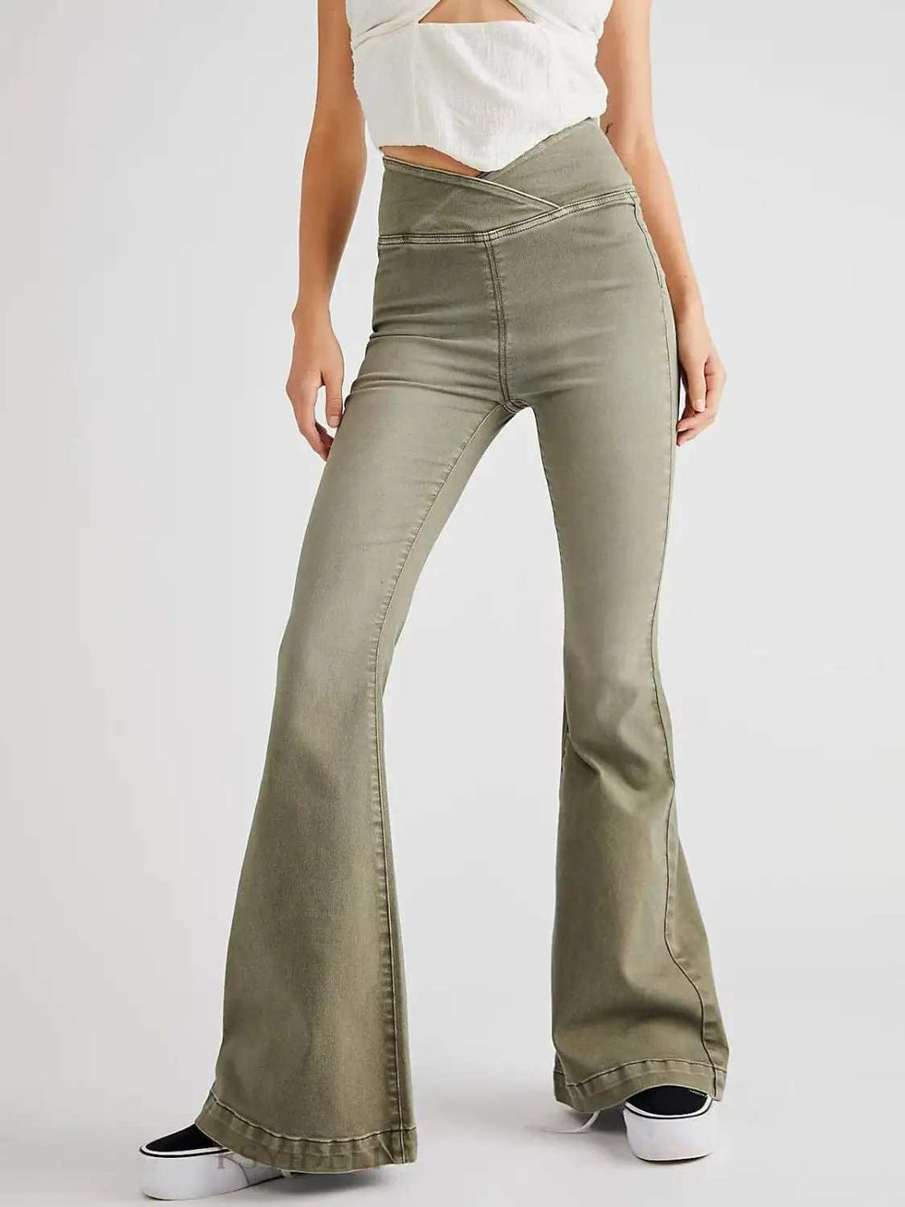 Asymmetric Waist Flare Jeans - Trendsi - Flyclothing LLC
