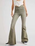 Asymmetric Waist Flare Jeans - Trendsi - Flyclothing LLC