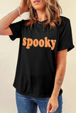 SPOOKY Round Neck Short Sleeve T-Shirt - Trendsi - Flyclothing LLC