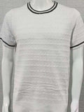 Men's Plus Size Texture Round Neck Contrast Trim T-Shirt - Trendsi - Flyclothing LLC