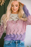 Color Block Hollow Boat Neck Sweater - Trendsi - Flyclothing LLC
