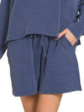Zenana Corded Rib Long Sleeve Tee and Shorts Set - Trendsi - Flyclothing LLC
