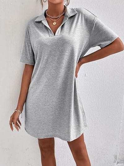 Johnny Collar Short Sleeve Polo Dress - Trendsi - Flyclothing LLC