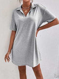 Johnny Collar Short Sleeve Polo Dress - Trendsi - Flyclothing LLC