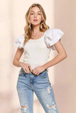 ADORA Layered Ruffled Sleeve Ribbed Top - Trendsi - Flyclothing LLC