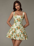 Floral Sleeveless Mini Pleated Dress - Trendsi - Flyclothing LLC
