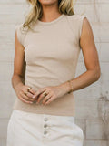 Ribbed Round Neck Slim Tank - Trendsi - Flyclothing LLC