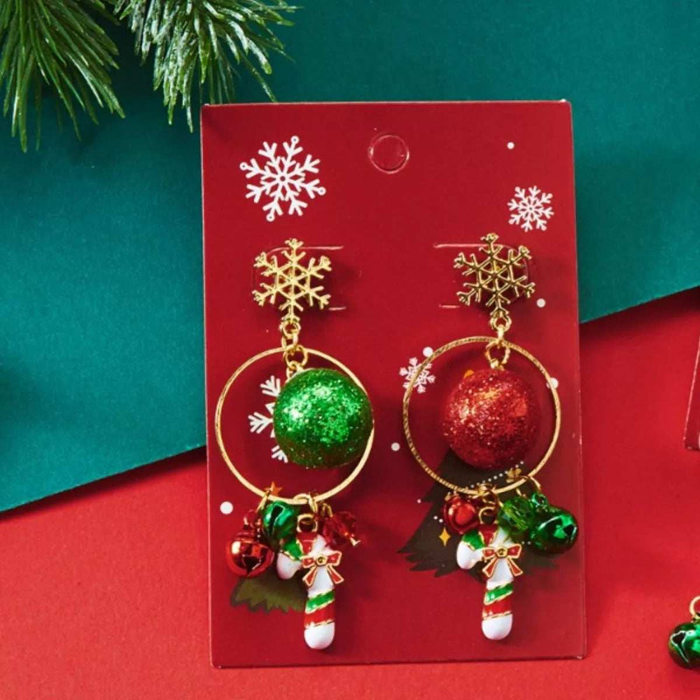 Christmas Snowflake Dangle Earrings with Colorful Beads - Trendsi - Flyclothing LLC