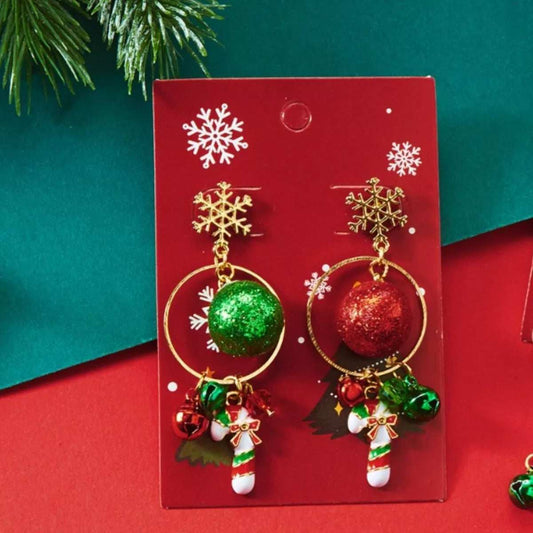 Christmas Snowflake Dangle Earrings with Colorful Beads - Trendsi - Flyclothing LLC