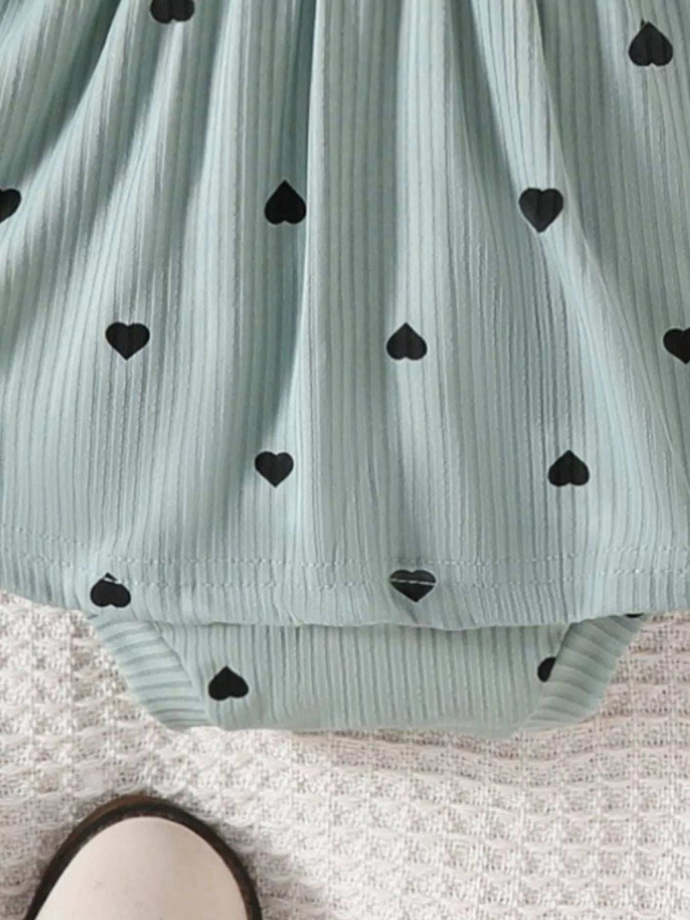 Children's Heart Print Ruffle Trim Bodysuit Dress with Headband - Trendsi - Flyclothing LLC