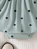 Children's Heart Print Ruffle Trim Bodysuit Dress with Headband - Trendsi - Flyclothing LLC