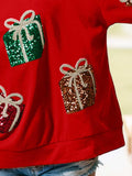 Sequin Gift Box Long Sleeve Sweatshirt - Trendsi - Flyclothing LLC