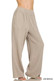 Zenana Double Gauze Elastic Band Pants - Trendsi - Flyclothing LLC