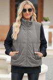 Pocketed Zip Up Turtleneck Vest Coat - Trendsi - Flyclothing LLC
