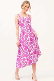 And The Why Square Neck Belted Floral Printed Midi Dress - Trendsi - Flyclothing LLC