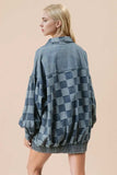 Double Take Checkered Button Up Denim Jacket - Trendsi - Flyclothing LLC