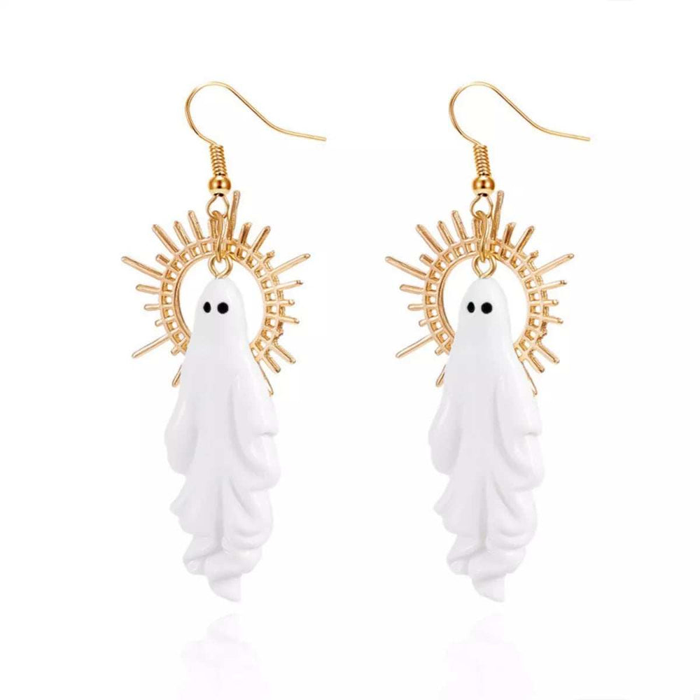 Halloween Sunburst Ghost Drop Earrings - Trendsi - Flyclothing LLC
