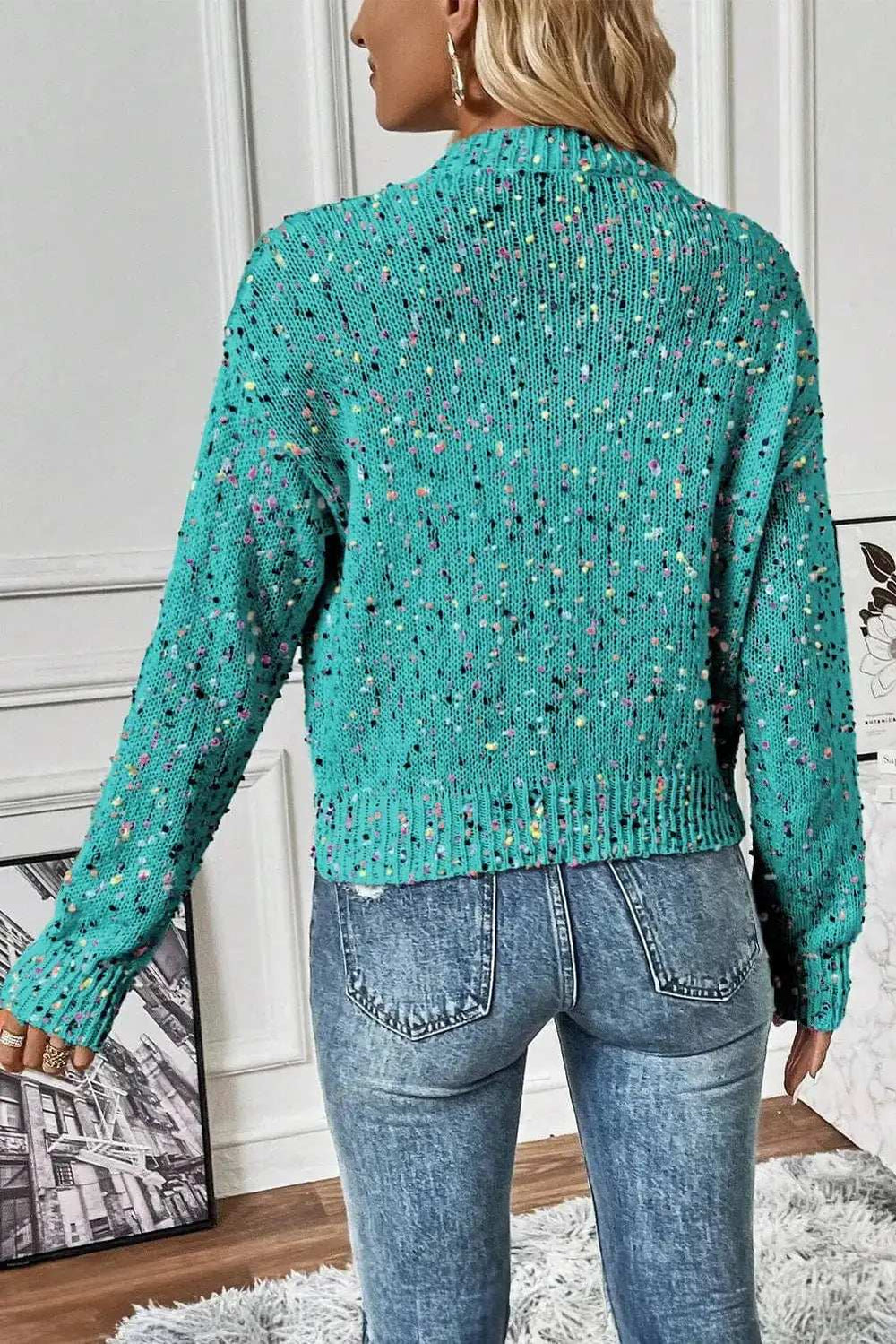 Confetti Button Up Long Sleeve Cardigan - Trendsi - Flyclothing LLC