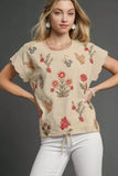 Umgee Embroidered Scallop Sleeve Top with Drawstring Hem - Trendsi - Flyclothing LLC