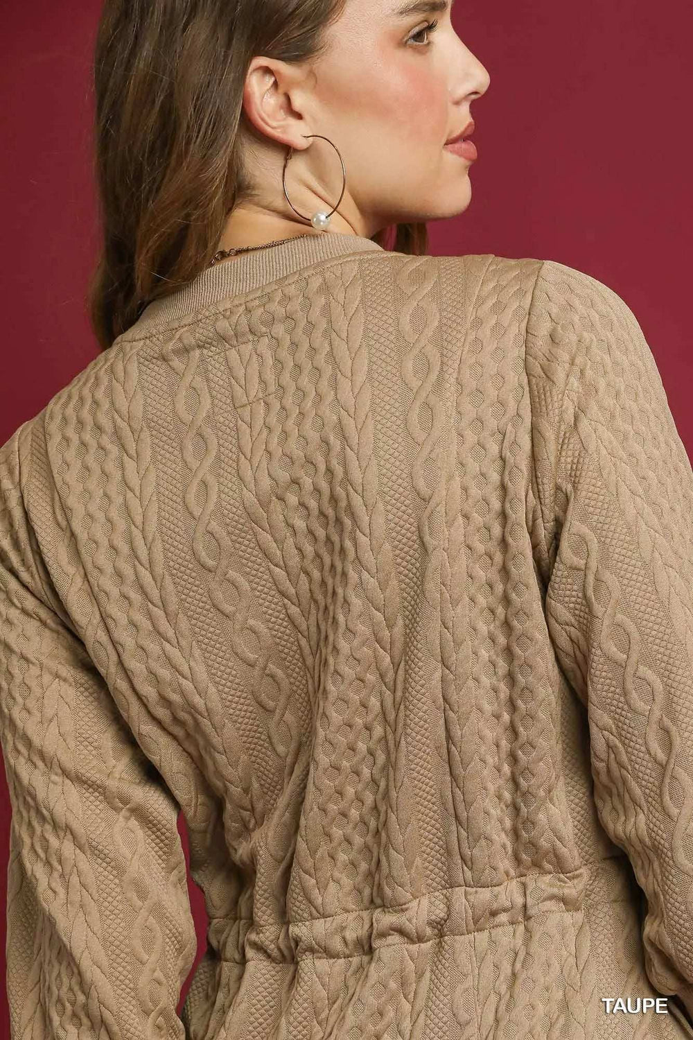 Umgee Drawstring Cable Knit Mini Dress with Pockets - Trendsi - Flyclothing LLC