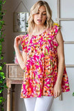 Heimish Full Size Butterfly Sleeve Floral Tiered Top Plus Size - Trendsi - Flyclothing LLC