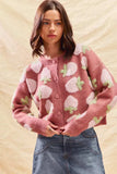 SO ME Strawberry Fruit All Over Button Sweater Cardigan - Trendsi - Flyclothing LLC
