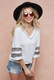 BiBi Triblend Knit Top with Leopard Band Detail - Trendsi - Flyclothing LLC