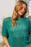BiBi Hollowed Out Short Sleeve Knit Cover Up - Trendsi - Flyclothing LLC