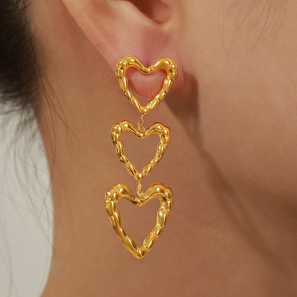 Titanium Steel Heart Earrings - Trendsi - Flyclothing LLC