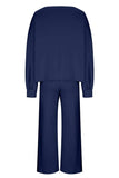 Round Neck Long Sleeve Top and Pants Set - Trendsi - Flyclothing LLC