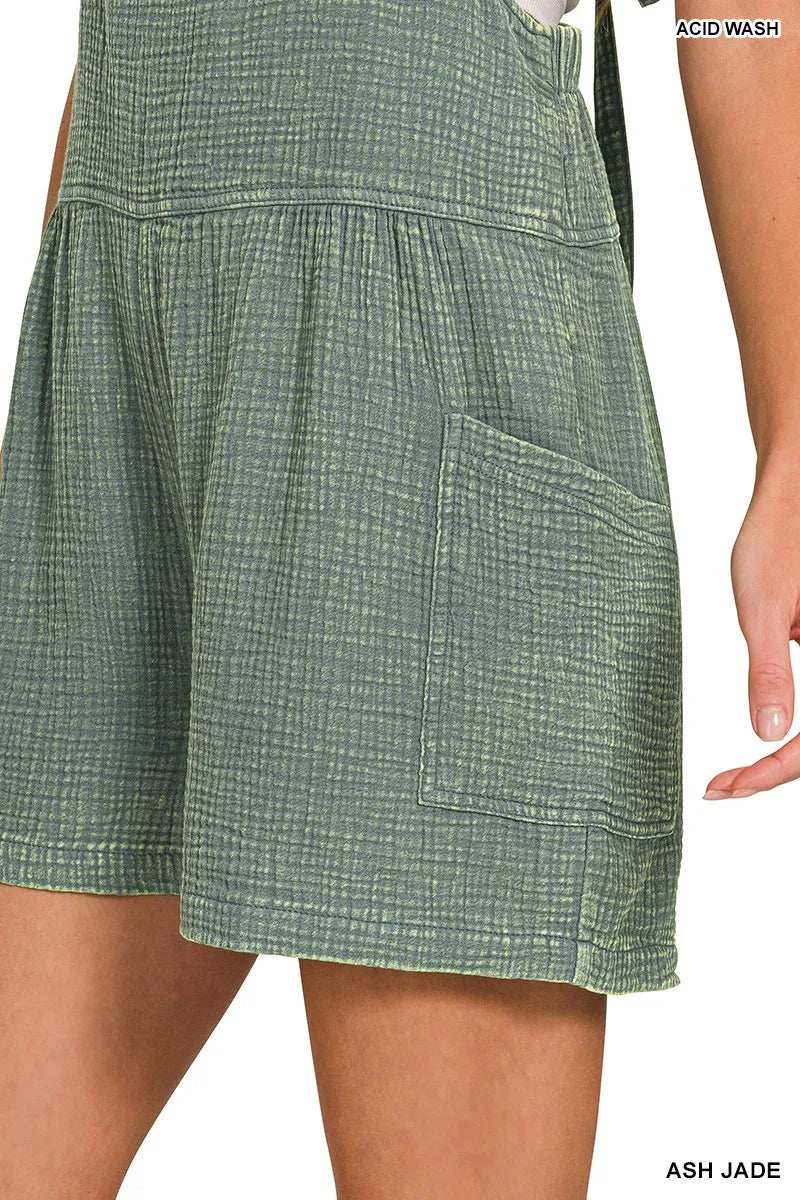 Zenana Washed Double Gauze Tie Back Rompers - Trendsi - Flyclothing LLC