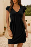 V-Neck Ruffled Cap Sleeve Dress - Trendsi - Flyclothing LLC