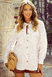 Leopard Collared Neck Dropped Shoulder Jacket - Trendsi - Flyclothing LLC