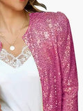 Full Size Sequin Long Sleeve Jacket Plus Size - Trendsi - Flyclothing LLC