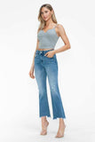 bytos Raw Hem Distressed Mid Rise Crop Jeans - Trendsi - Flyclothing LLC