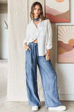 Mittoshop Washed Elastic Waist Cargo Wide Leg Pants - Trendsi - Flyclothing LLC