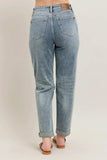 Judy Blue Full Size Hw Vintage Wash Double Roll Cuff Bf Jeans Plus Size - Trendsi - Flyclothing LLC