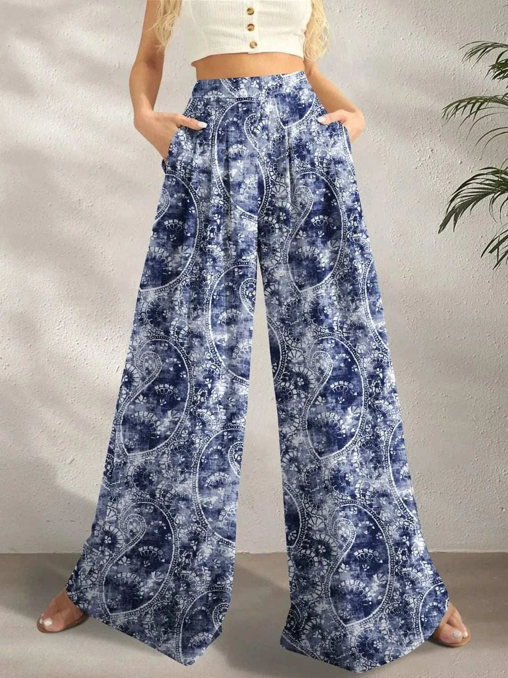 Printed Wide Leg Pants - Trendsi - Flyclothing LLC