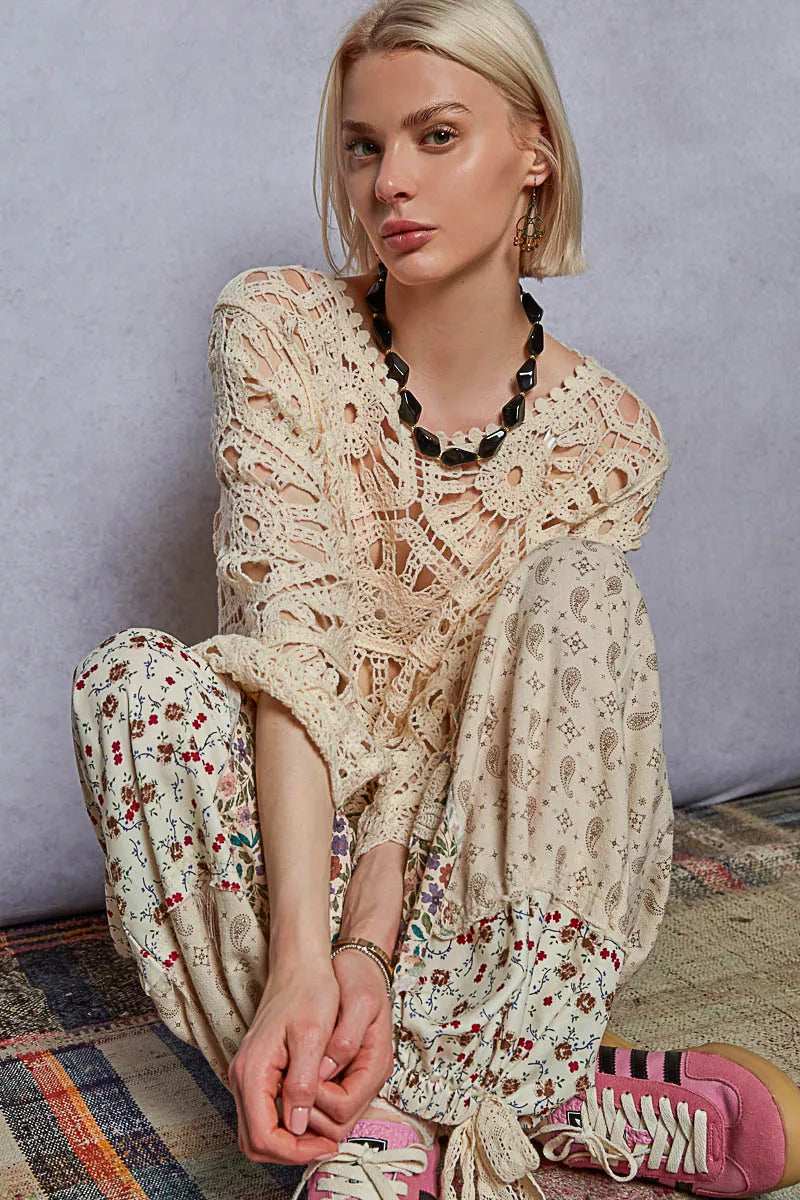 POL Round Neck Weave Knit Pattern Cropped Cover Up - Trendsi - Flyclothing LLC