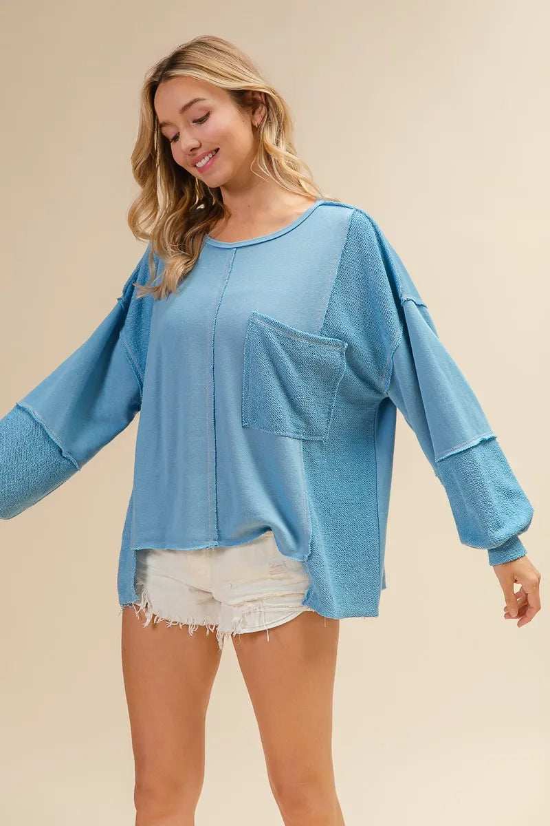 BiBi Oversized Pocket Front Sweatshirt - Trendsi - Flyclothing LLC